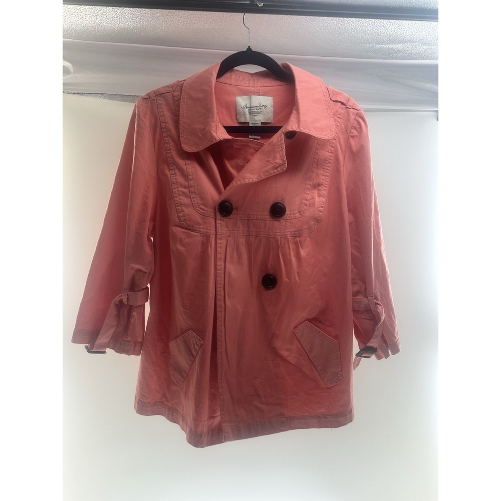 Women's American Rag Cie X Coral Cropped‎ Double Breasted  Blazer Jacket